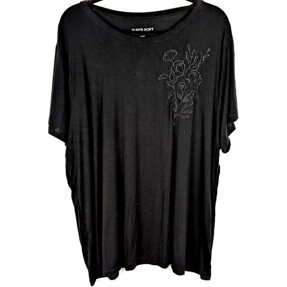 Torrid Black wmns Top 3 x Rayon/spandex Bust to 50" NWOTBeaded and embroideded - Picture 1 of 7
